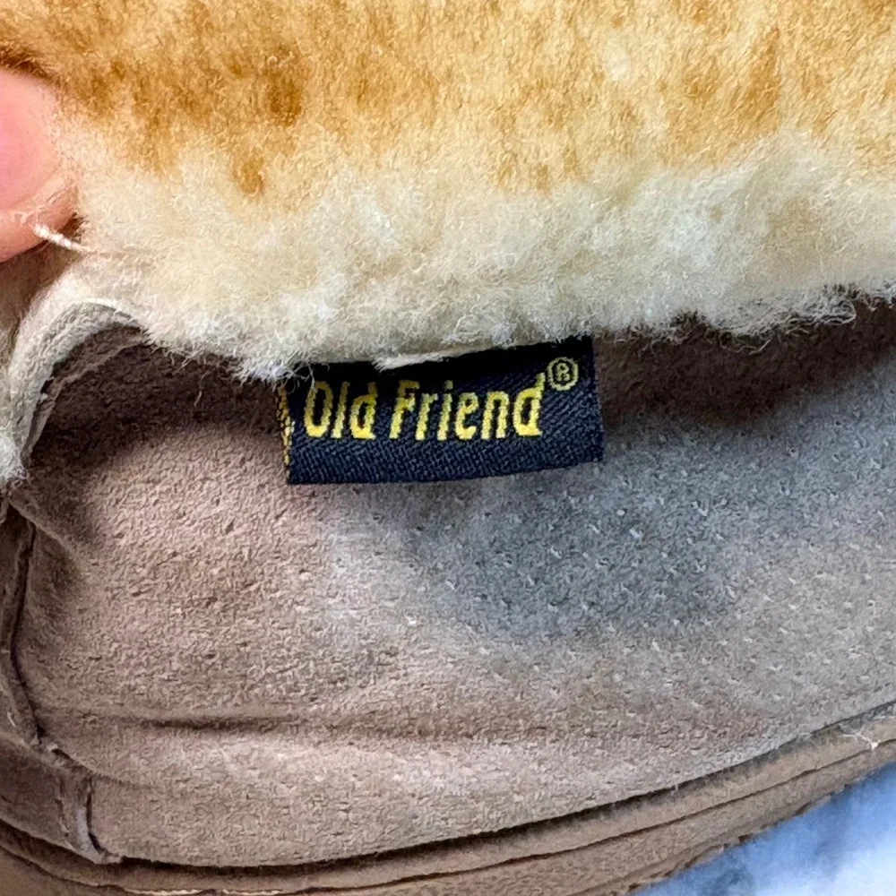 Old Friend Men's Suede Sheepskin Lined Moccasin Slippers Boots Tan M13 Cozy Warm